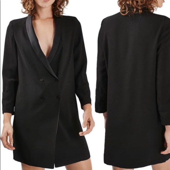 NWT TOPSHOP Long Line Double Breasted Dress /Blazer - Picture 7 of 10